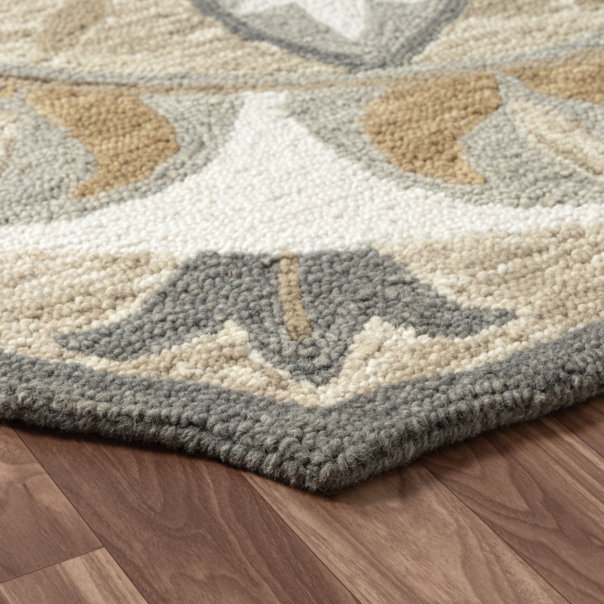 Ox Bay Ella 6' Round Silver Gray/Ivory Floral Wool Indoor Area Rug