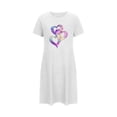 thumbnail image 3 of Night Shirt Victorian Nightdress Nightgown Short Sleeves Sleepshirt Women's Fashion Print Medium Length Dress Women's Oversized Short Nightgown Fashion Chest Print Short Sleeve Nightdress White M, 3 of 4