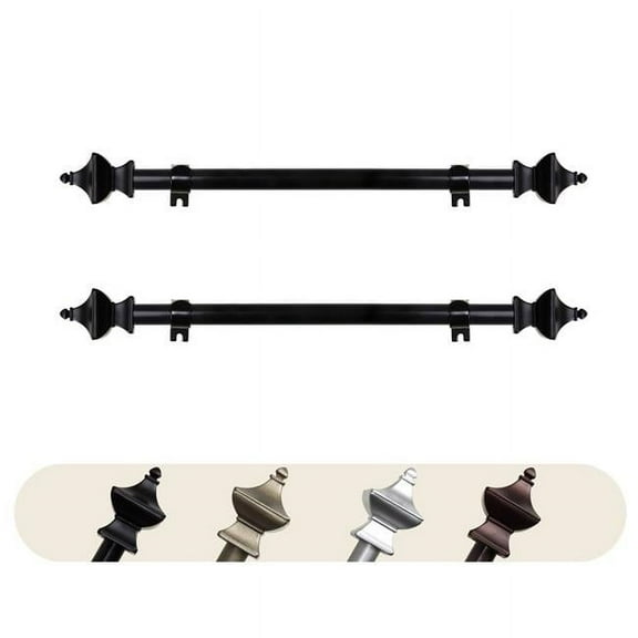 Central Design SIDE063-14-2 0.625 in. Dia. Gavin Side Curtain Rod, Black - 12-20 in. - Set of 2