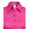 thumbnail image 4 of J. METHOD Women's Tailored Button Down Shirt Cuffed Short Sleeve Stretch Collar Office Work Formal Casual Basic Blouse Top NEWT06 Hot Pink L, 4 of 5