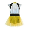 thumbnail image 6 of Aislor Kids Girls Alien Shiny Metallic Sequins Dance Leotard Tutu Dress Cosplay Party Fancy Costume Fluorescent Yellow 12, 6 of 7