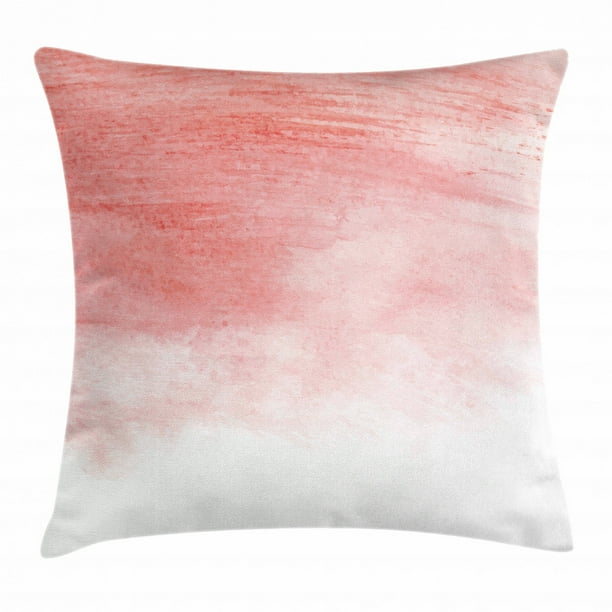 Peach Throw Pillow Cushion Cover, Hand Drawn Watercolor Style with
