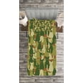thumbnail image 3 of Ambesonne Cat Quilted Bedspread Set 2 Pcs, Kitten Silhouettes Jungle, Twin Size, Green Dark Green Cream, 3 of 3