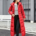 thumbnail image 4 of Lisingtool Winter Coats for Women's Solid Color Long Hooded Lace up Cotton Jacket Pocket Long Sleeve Coat Womens Coats Red, 4 of 6