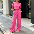 thumbnail image 4 of 2 Piece Sets for Women Solid Color Short Sleeve Crop Tops and High Waisted Wide Leg Pants with Pocket Set Summer Outfits Casual Workwear Casual Fashion 2026, 4 of 8