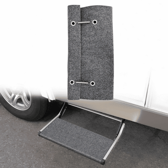 Nilight RV Step Covers 1 Pack 18 inch, Fits 8-11" Deep Camper Steps Adjustable Wrap Around RV Step Rug with Spring Works on Electrical & Manual RV Stairs Carpet for Camper Trailers Steps  Gray