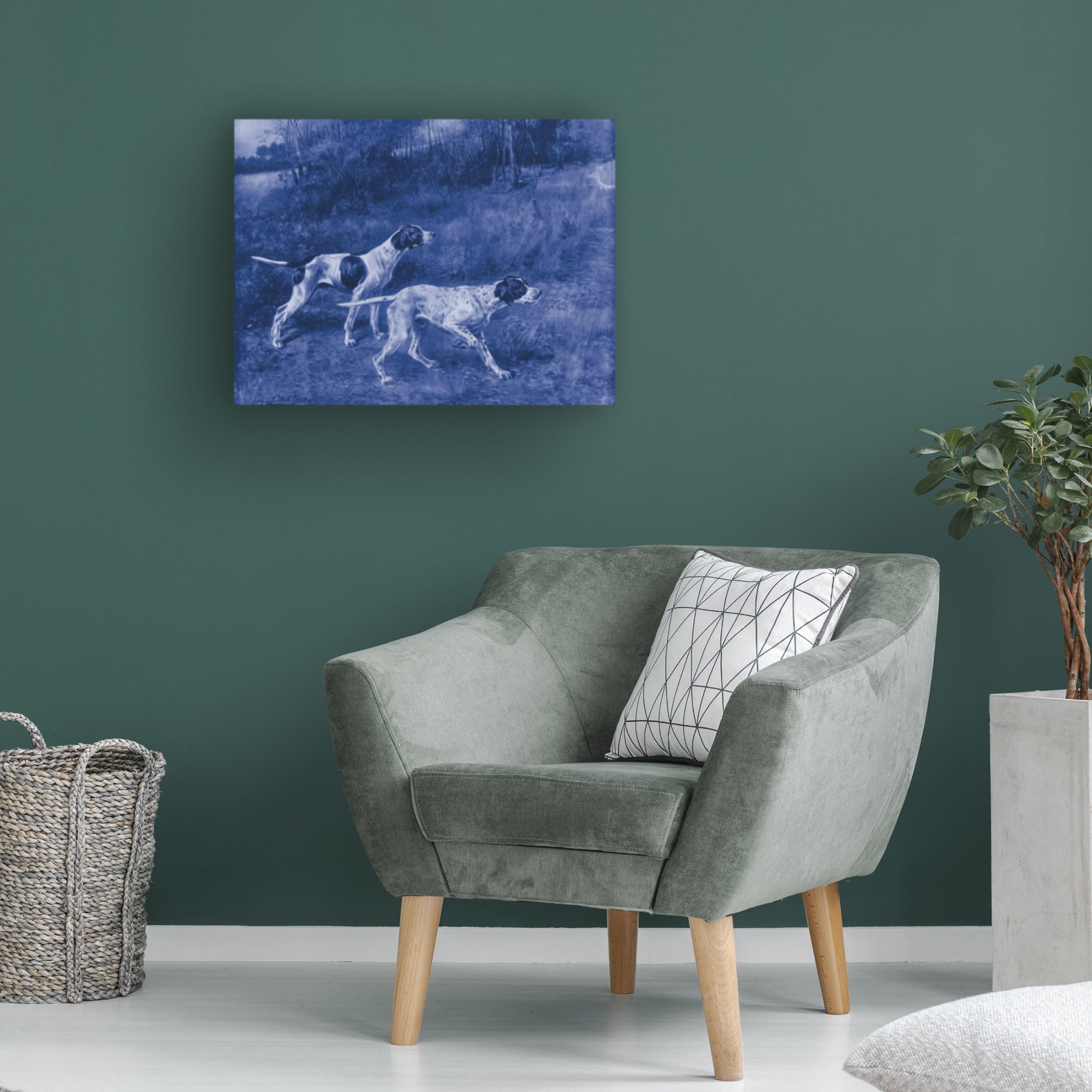 Canvas Wall Art - Vision Studio 'Antique Blue Dogs III' Wall Art for Living Room, Bedroom, or Office Décor by Trademark Fine Art - 19 x 14 Inches