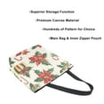 thumbnail image 3 of FORMRS Womens Canvas Tote Bag with Zipper Inner Pocket Shoulder Handbag, Red Christmas Poinsettia, 3 of 7