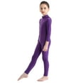 thumbnail image 3 of Kaerm Kids Girls Turtleneck Long Sleeve Unitards One Piece Full Body Gymnastics Dance Leotard Purple 15-16, 3 of 7