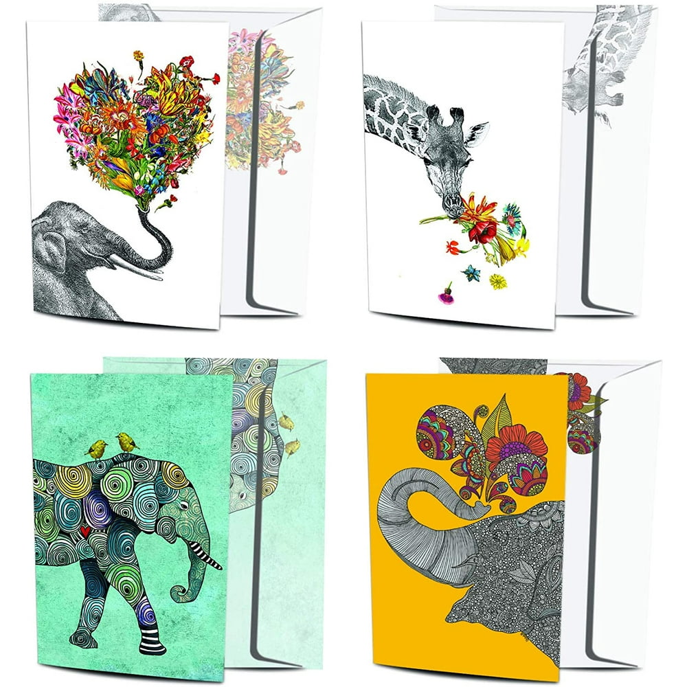 TreeFree Greetings 8 Pack Greeting Cards Variety Colors with Matching