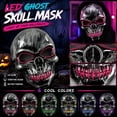 thumbnail image 2 of Mask Silver Metallic Skull Design Stitched Jaw Led Light Up for Adult Halloween Party Haunted House Events, 2 of 6