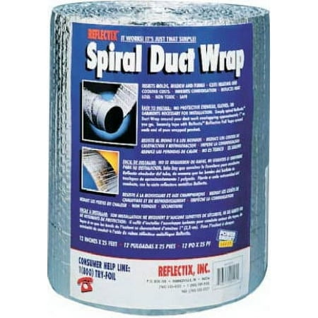 12" x 25' Standard Edge Spiral Duct Wrap Reflective Insulation, Each