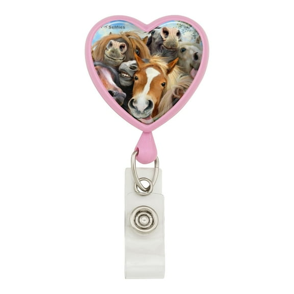 Horses Selfie Heart Lanyard Retractable Reel Badge ID Card Holder