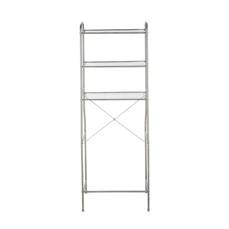 MAINSTAYS OVER-THE-TOILET 3-SHELF STEEL STORAGE UNIT WITH LINERS SATIN NICKEL