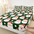 thumbnail image 3 of jejeloiu Happy New Year Queen Sheet Sets,Christmas Santa Clsua Flat Sheet,Red Cute Loves Queen Fitted Sheet For Teens,Ultra Soft Home Decor,4 Pieces, 3 of 7