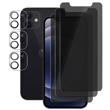 (3 3) for iPhone 12 (6.1") (3 Pack) Anti Spy Private Tempered Glass Film Privacy Screen Protector and (3 Pack) Camera Lens Protector [Not Affect Flash]