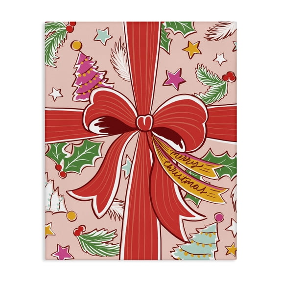 Stupell Industries Eclectic Christmas Bow and Trees Canvas Art, 16 x 20, by Heather McLaughlin