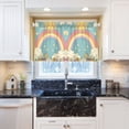 thumbnail image 5 of Yayeee Kitchen Curtains Tier Pair Light Filtering 27"x36" Rod Pocket Short Cafe Window Panel, Retro Beige Rainbow, 5 of 7
