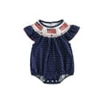 thumbnail image 2 of 4th Of July Baby Girl Outfit Newborn Smocked Bubble Romper Infant USA Flag Bodysuit Top Summer Patriotic Clothes, 2 of 9