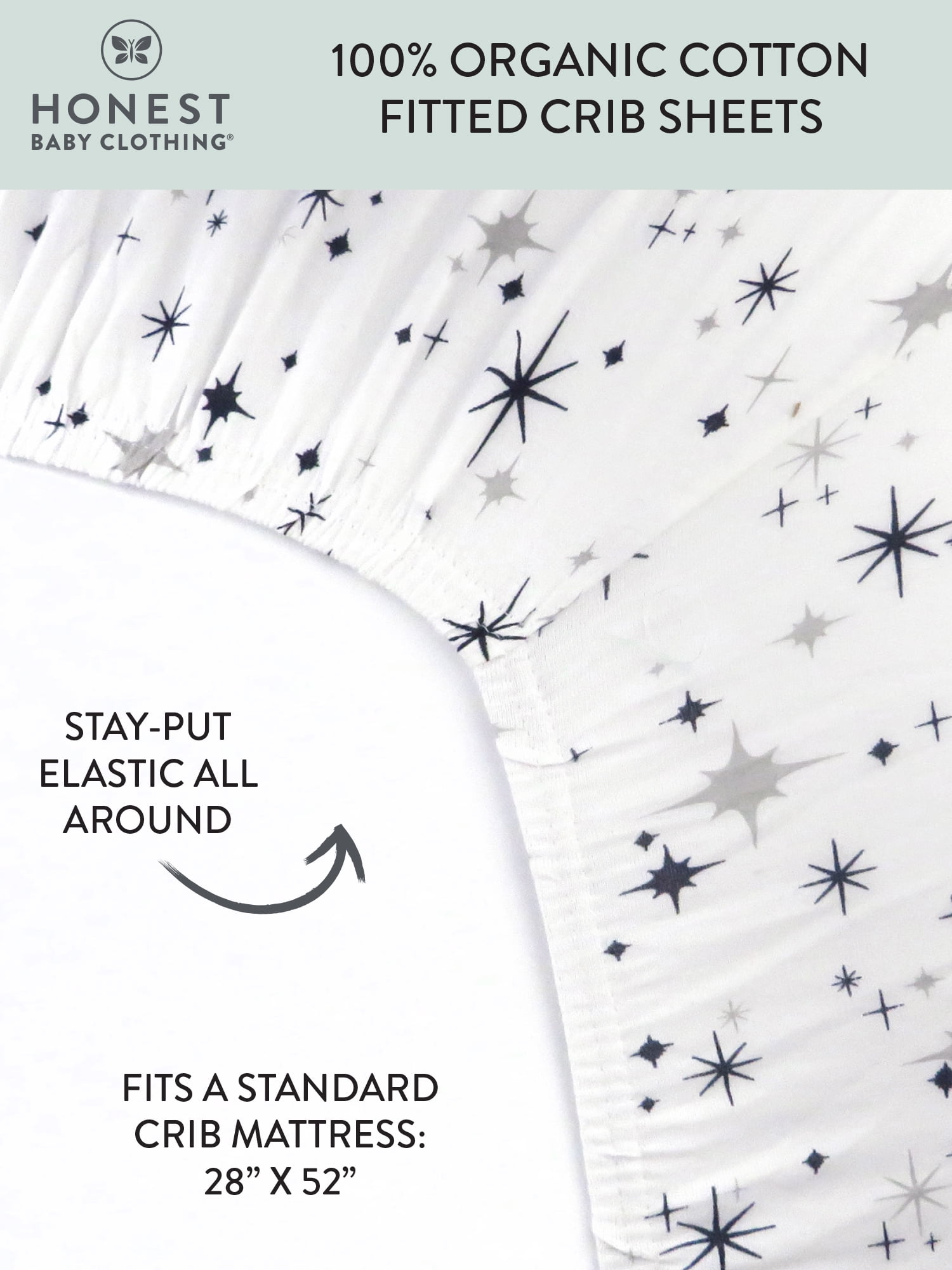 Honest Baby Clothing Organic Cotton Boy/Girl Fitted Crib Sheet