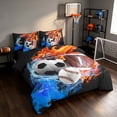 thumbnail image 2 of Manfei Boys Rugby Queen Bedding, Soccer Football Sports Bedding Comforter Set Queen, Black Orange Brightblue, Black Reversible 7pcs, 2 of 6