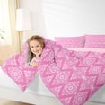 thumbnail image 3 of jejeloiu Soft Damask Full Size Comforter Sets For Girls,Pastel Pattern Bedding Comforter Set,Pink White,Pink Reversible,3-Piece,1 Comforter and 2 Pillowcases, 3 of 7