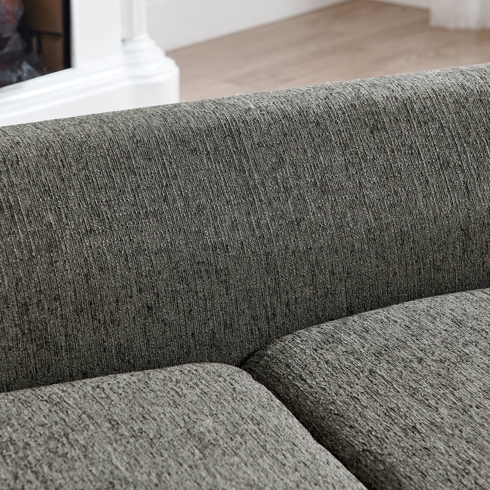 Hassch Dog Bed for Medium and Large Dogs, 39.5"W Pet Couch Bed with Backrest and Armrest, Linen Fabric, Dark Gray