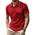 thumbnail image 2 of Men's Summer Polo Shirts Short Sleeve Solid Color Basic Golf Work Collared Shirts, 2XL, 2 of 4