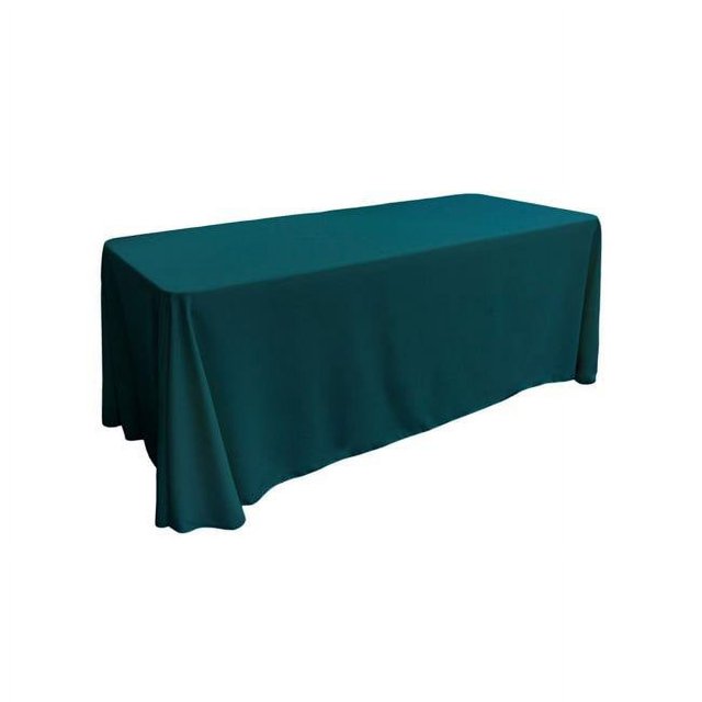 LA Linen TCpop90x132-TealDrkP82 Polyester Poplin Rectangular Tablecloth, Dark Teal - 90 x 132 in.
