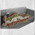 thumbnail image 6 of Christmas Soft Flannel Fleece Blanket, Chinese Style Lettering Merry Christmas Deer Pines Stars Border Lines, Cozy Plush for Indoor and Outdoor Use, 70" x 90", Green Dark Coral White, by Ambesonne, 6 of 6