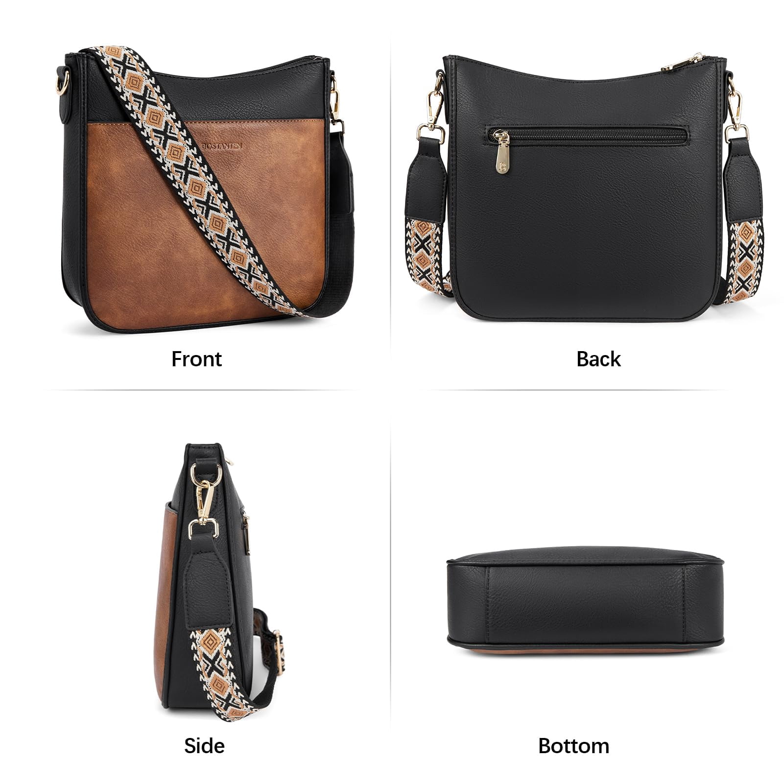 Crossbody Bags for Women Trendy Vegan Leather Hobo Purses Shoulder Handbags Wide Shoulder Strap
