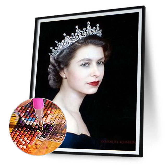Cuadros Decorativos Kits de pintura de diamante de la reina de Inglaterra 5D DIY arte de taladro redondo completo (sz2246) Likrtyny embutido en tela