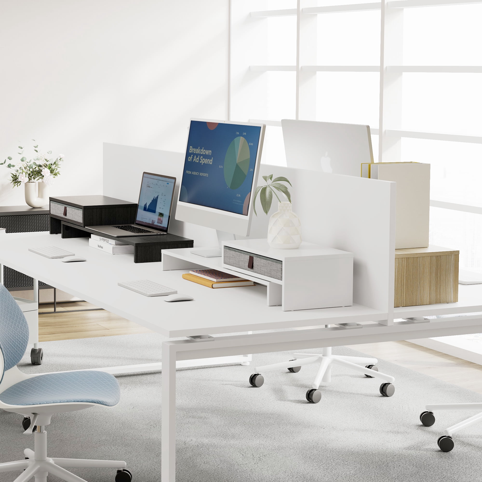 Fenge Computer Monitor Riser Stand with Drawer for 2 or 3 Monitors