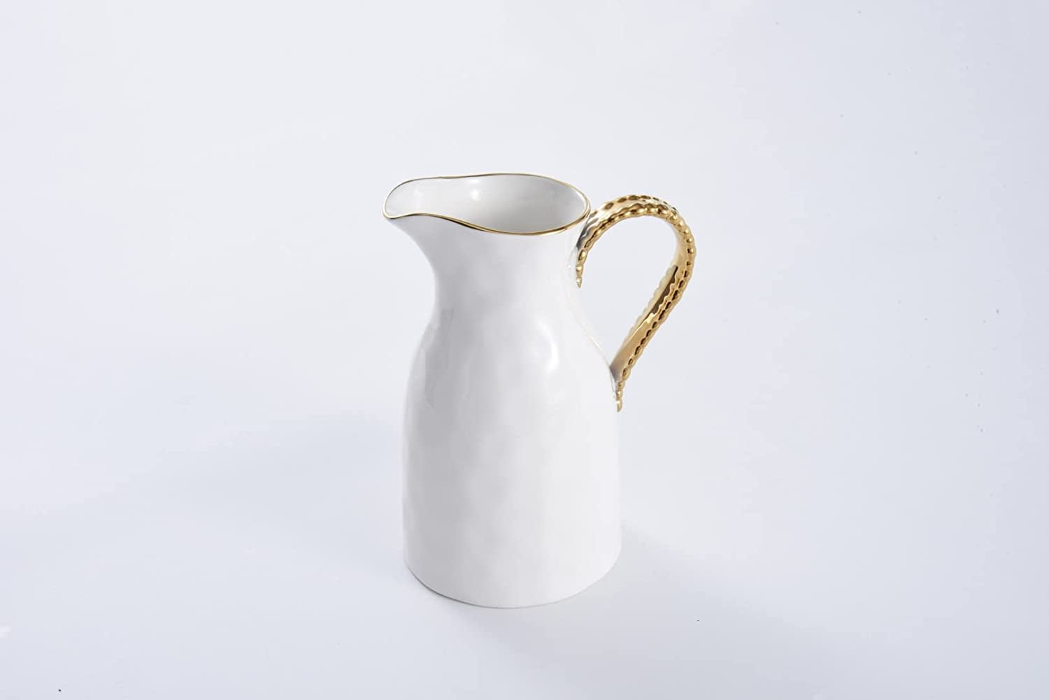 Pampa Bay Golden Salerno Titanium-Plated Porcelain Water Pitcher, 8.25 x 6.25 x 4.75 in, White and Gold