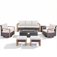 thumbnail image 2 of Patiobula Patio Luxury Oversized Furniture Set with Fire Pit Table, Outdoor All-Weather Sectional Swivel Rocker Chairs Sets, Wicker 7-Seat Conversation Set for Porch, Balcony, Deck, Brown/Beige, 2 of 12
