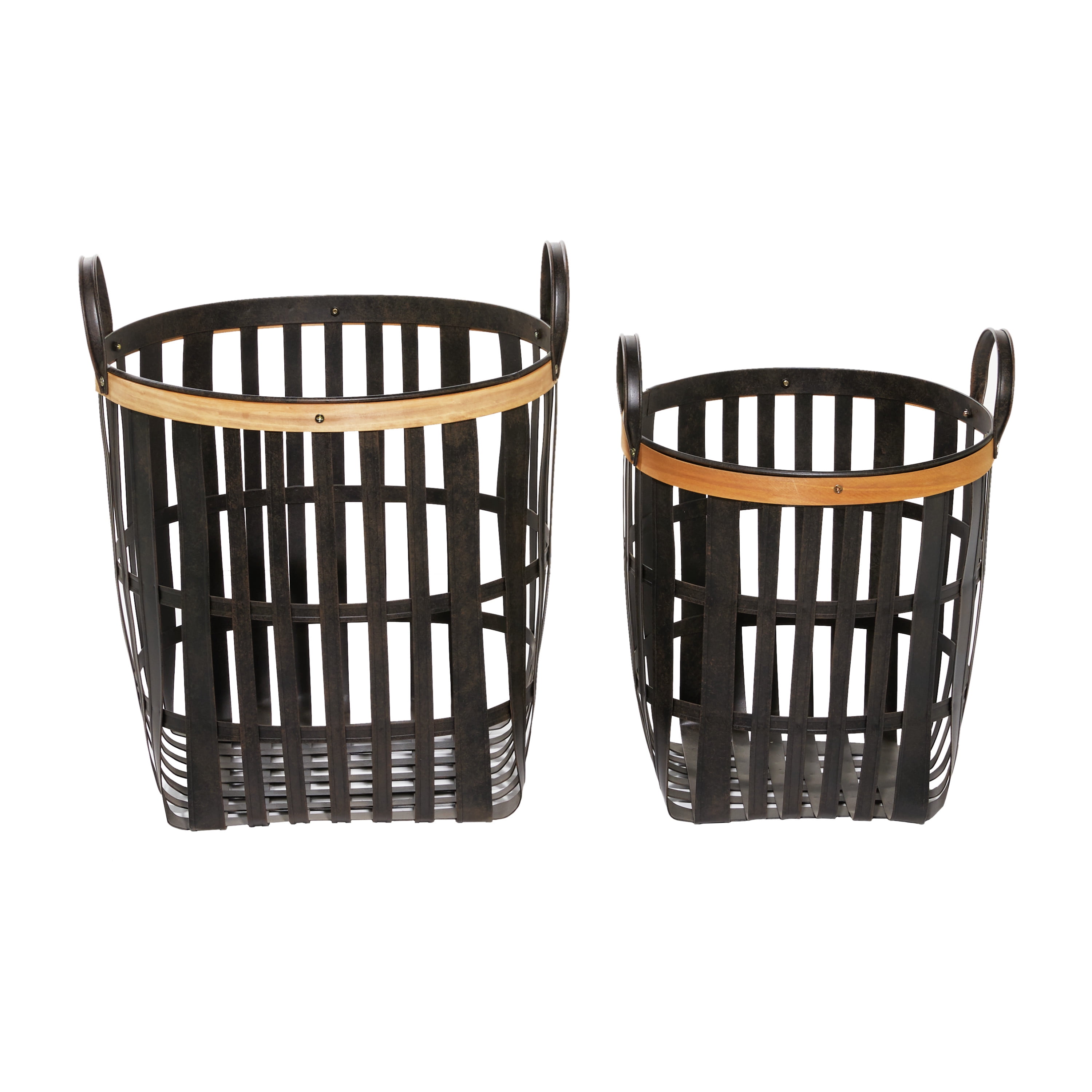 DecMode 17", 20" Black Bamboo Farmhouse Storage Basket, 2 - Pieces