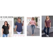 Fantaslook Lace Plus Size Tops for Women V Neck Short Sleeve Blouses Summer Tunic Shirts