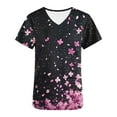 thumbnail image 5 of Abomasnow Oversized Scrub Tops for Women Short Sleeve Stretchy Medical Working Uniforms Cute Floral Printed V Neck Nursing Tee, 5 of 5