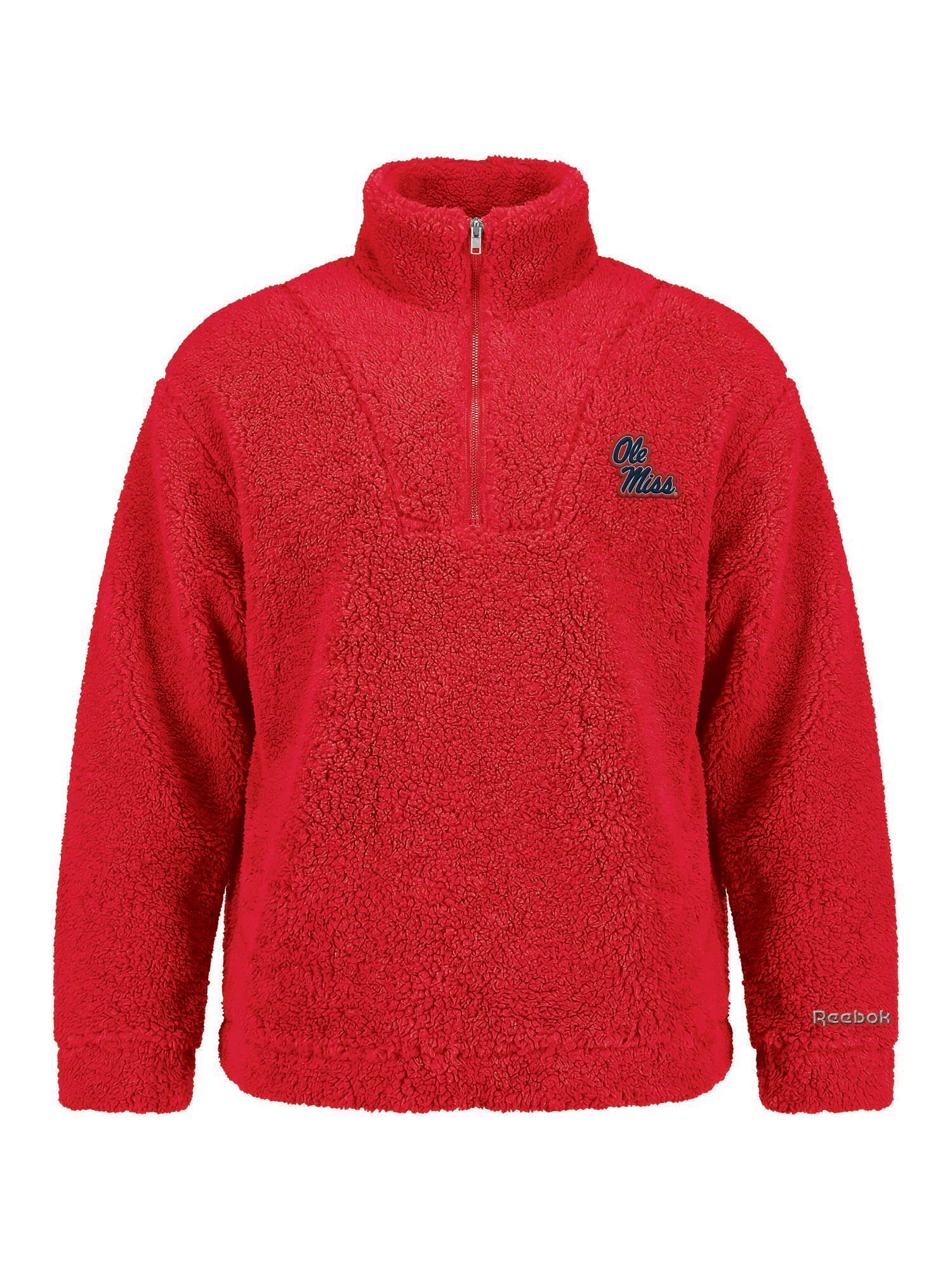 Ole Miss Rebels Reebok Womens Relaxed Fit Qtr Zip Sherpa Pullover