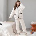 thumbnail image 1 of Conjunto de pijama de franela gruesa para mujer, ropa de dormir cálida, larga, Coral, Polar, Invierno, 1 of 4