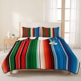 thumbnail image 3 of Full Quilt Set 78''x90'', Mexican Serape Lightweight Bedspread Coverlet Set with 2 Pillow Shams, Colorful Stripes Vertical Lines Abstract Breathable All Season Quilt Bedding for Bedroom/Guest Room, 3 of 9