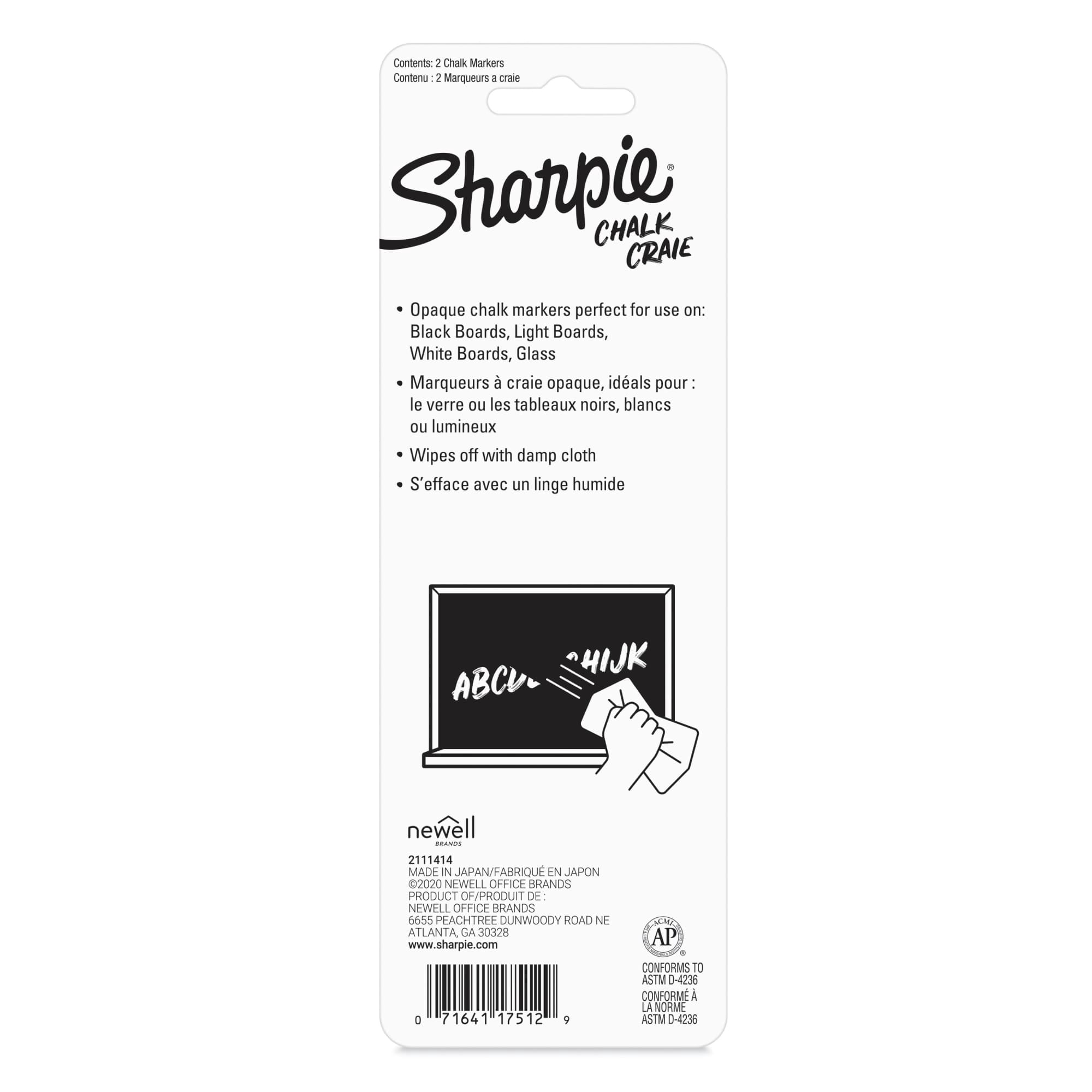 Sharpie Chalk Markers, Wet Erase Markers, White, 2 Count