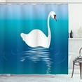 thumbnail image 1 of Swan Shower Curtain, Long Necked Bird Staying on Calm Water in Ombre, Fabric Bathroom Set with Hooks, 69W X 70L Inches, Sea Blue Vermilion White, by Ambesonne, 1 of 2