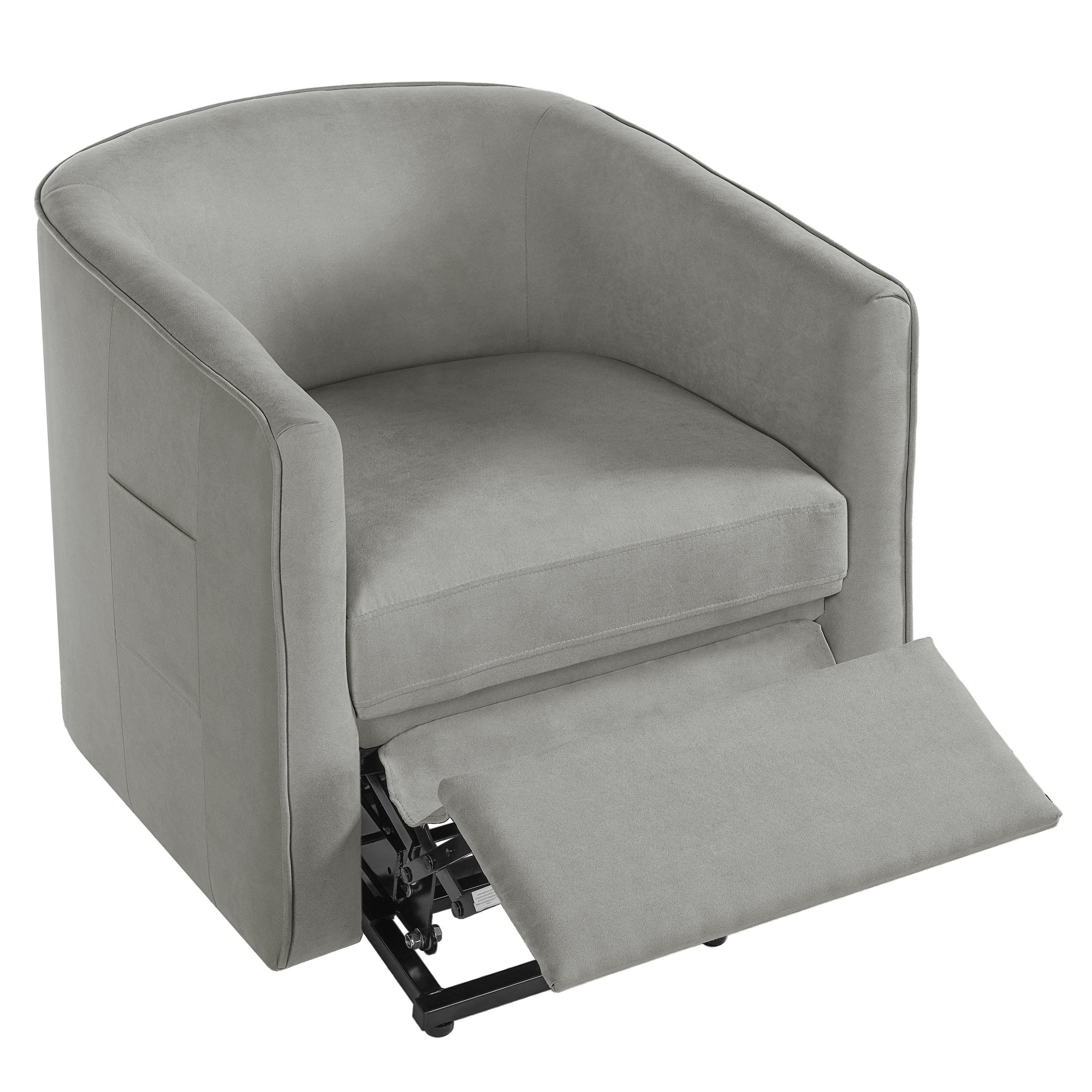 Euroco Power Lift Recliner Chair, Barrel Shape Lift Assist Reclining Chair with Footrest and Side Pocket,Chenille Upholstery Electric Lift Chair for Seniors,Grey