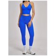 thumbnail image 2 of PISONIC 2 Piece Workout Sets for Women Cross Back V Neck Tank Top Matching High Waist Leggings Gym Sets, 2 of 5