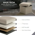 thumbnail image 5 of Ornavo Home 1 Pack Small Storage Ottoman Foldable Collapsible Cube Square Linen Ottoman Foot Rest Stool Seat, for Living Room, Bedroom, Home Office, Dorm - 12 x 12 x 12, Beige, 5 of 7