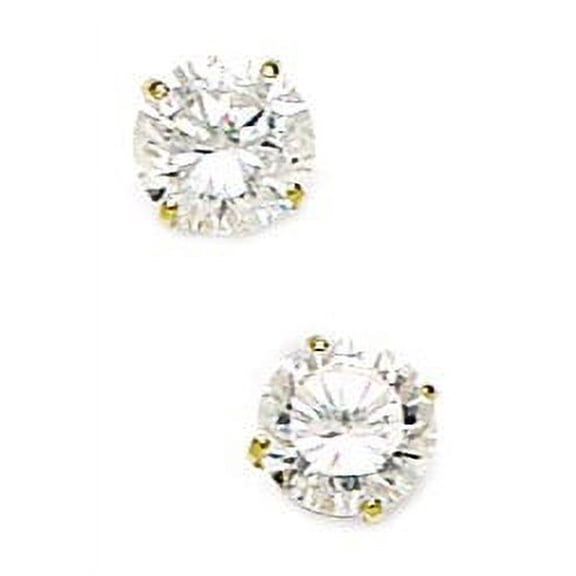 14k Yellow Gold 7mm Round Cubic Zirconia Screw-Back Earrings