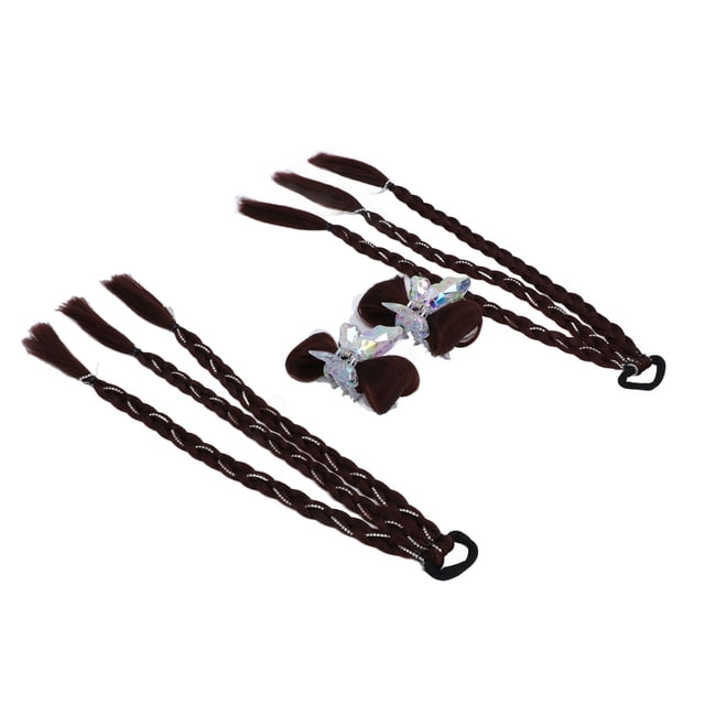 Braid Hair Extension, Hair Extension 2 Pcs High Temperature Silk for Styling Deep Brown,Light Brown
