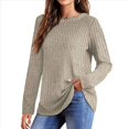 thumbnail image 1 of Camisas de Larga para Mujer, Cuello Redondo, Túnicas Casuales Albaricoque XL, 1 of 5