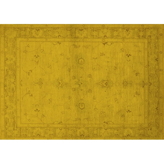 Ahgly Company Indoor Rectangle Oriental Yellow Industrial Area Rugs, 7' x 9'